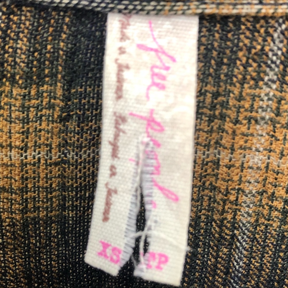 Free People /Gauzy Plaid Lace Up Button Down Top - Picture 4 of 5